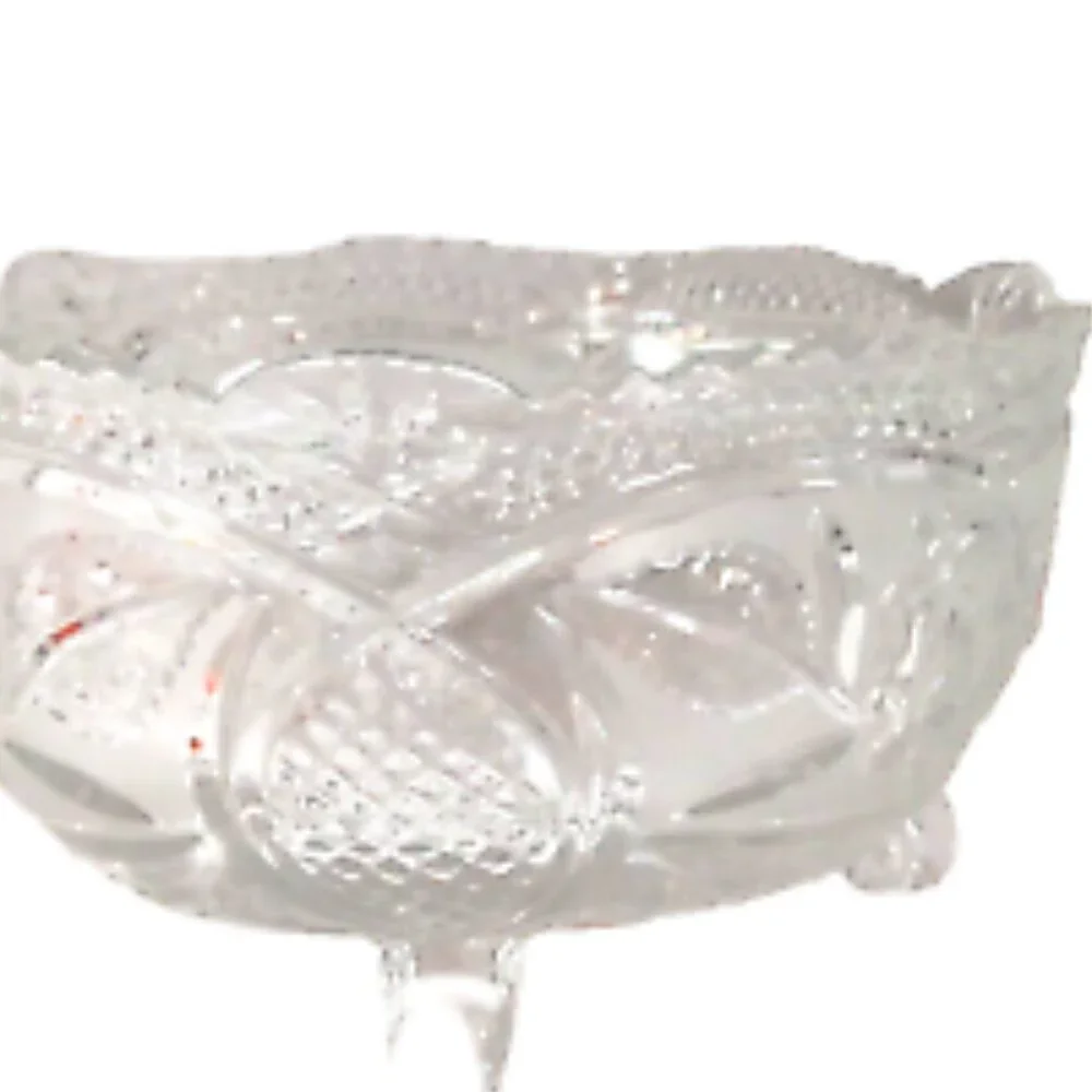 Vintage Cut Glass Bowl w/ Lid Footed Floral Design Sawtooth Rim Elegant EUC